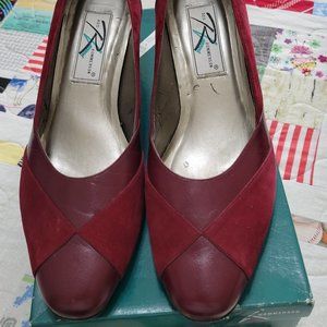 Ros Hommerson cranberry suede/leather shoes, women's size 12